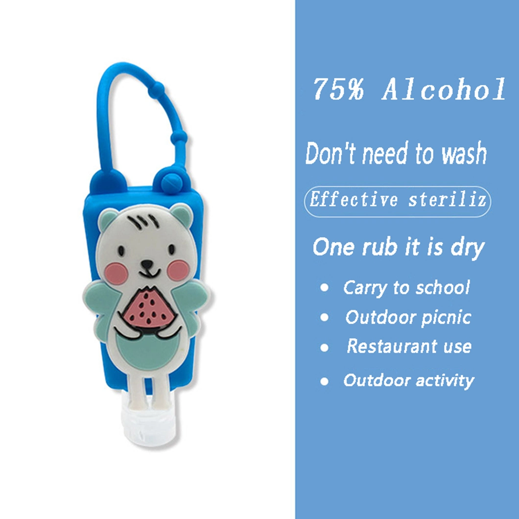 30ml Instant 75% Alcohol Hand Sanitizer Gel with Cartoon Silicone Holder