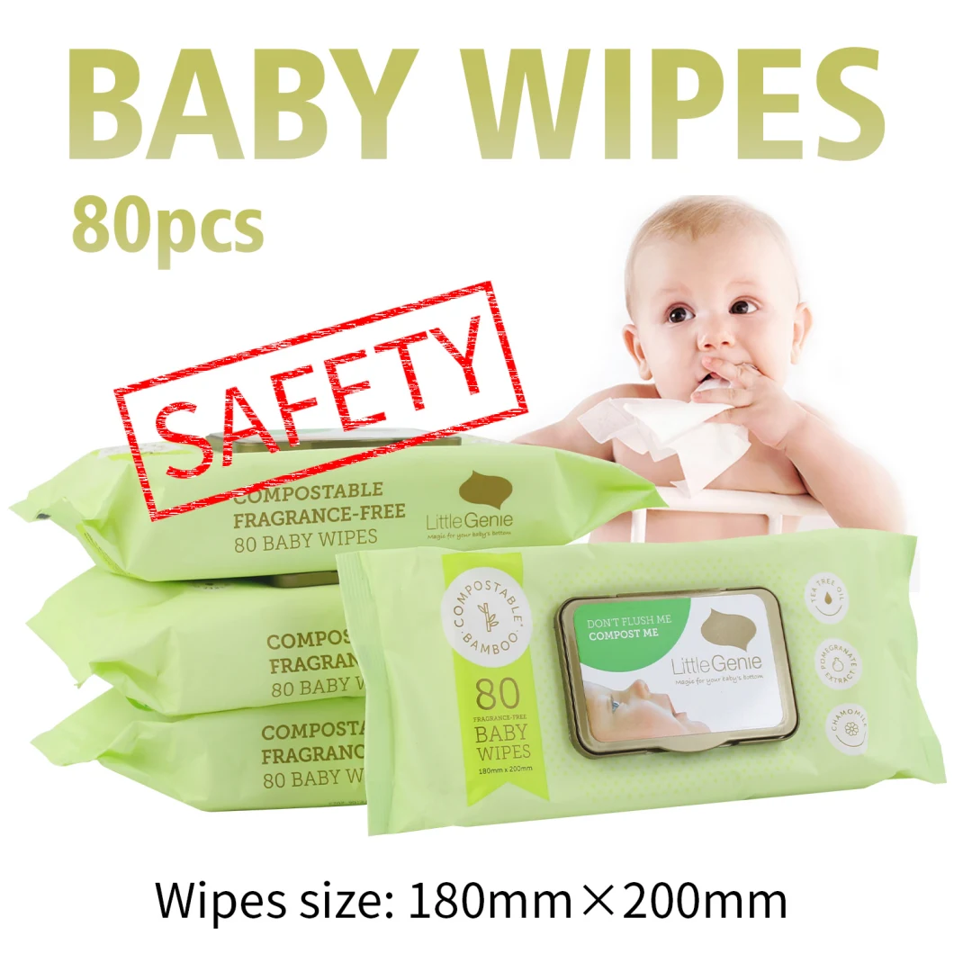 Direct Factory OEM 80PCS Soft Touch Spunlace Nonwoven Alcohol-Free Disinfecting Single Sachet Boxed Baby Wet Wipes