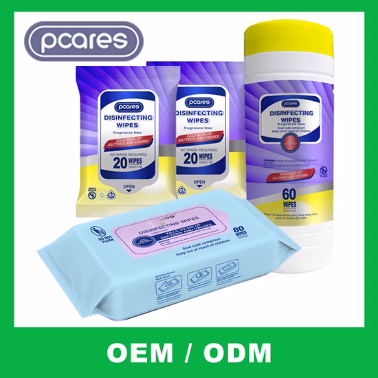 Vente en gros de lingettes humides antibactériennes à l'alcool Stérilisation efficace 99,9% Lingettes humides désinfectantes Lingettes antiseptiques